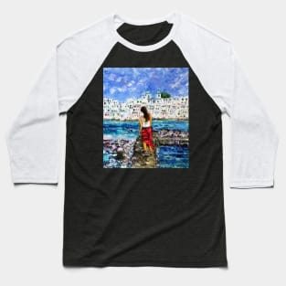 Woman at Paros Island Baseball T-Shirt